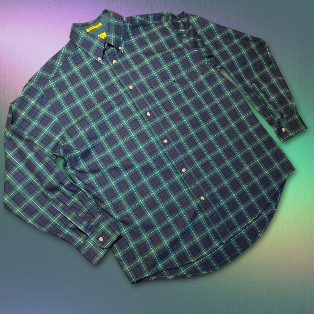 Men's DUCK HEAD Plaid Button Front 100% Cotton Shirt - M